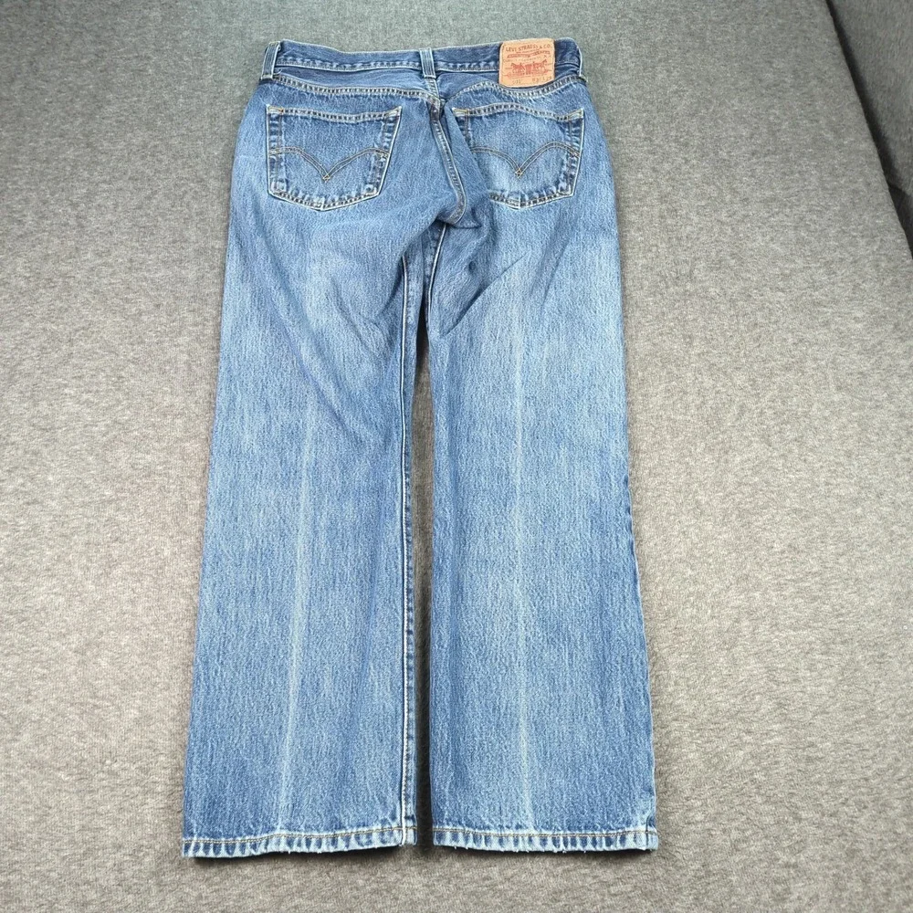 Levis 501 Jeans Mens 34x29 Blue Faded Whiskers Wallet‎ Classic Button Fly